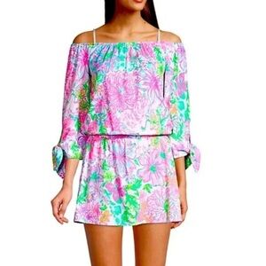 Lilly Pulitzer Floral Off-Shoulder romper. Never worn from a smoke free home .